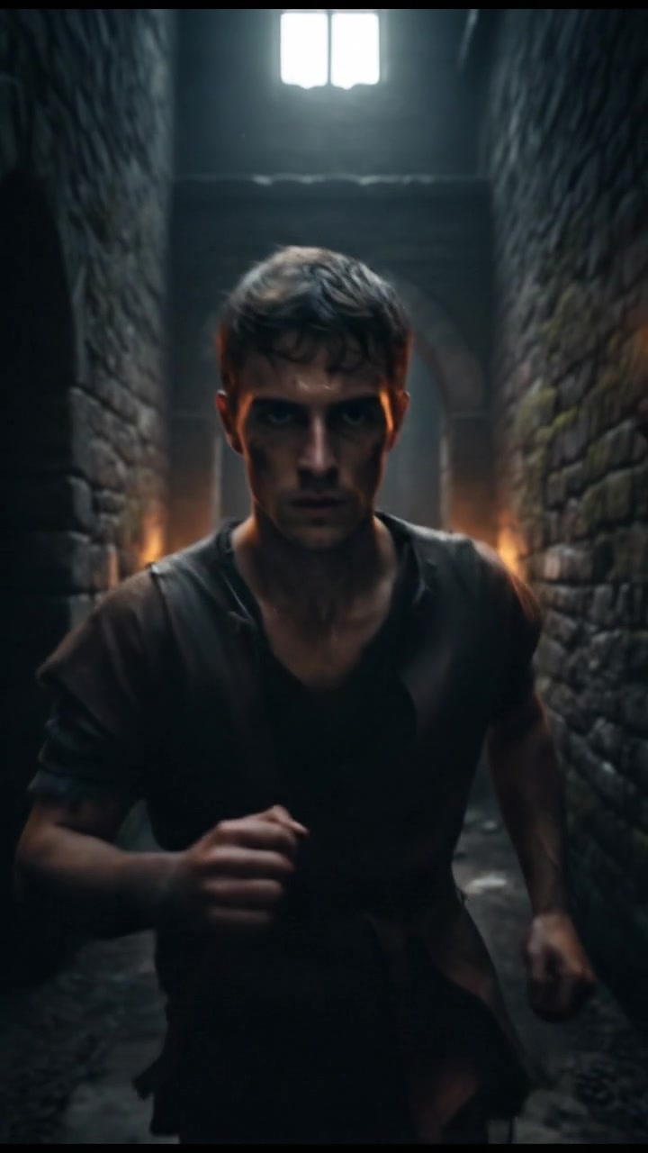 A close-up of Pemuda's face, determined as he walks forward.