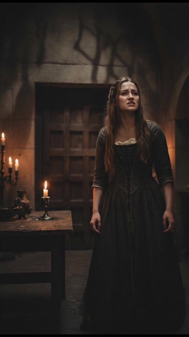 Anna speaking softly to herself, looking anxious and determined.