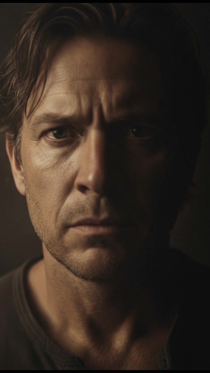 Close-up of Mike's face with a concerned expression, shadows cast around him.