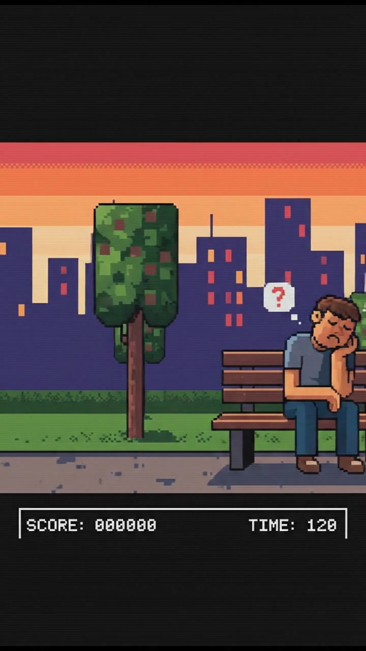 A person sitting on a park bench, looking tired and thoughtful.