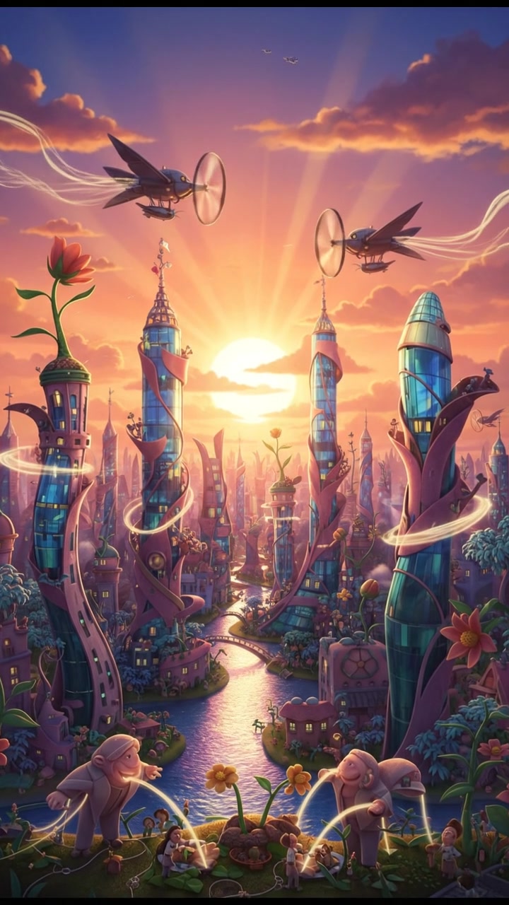 Flying Adventure in a Colorful Skyline