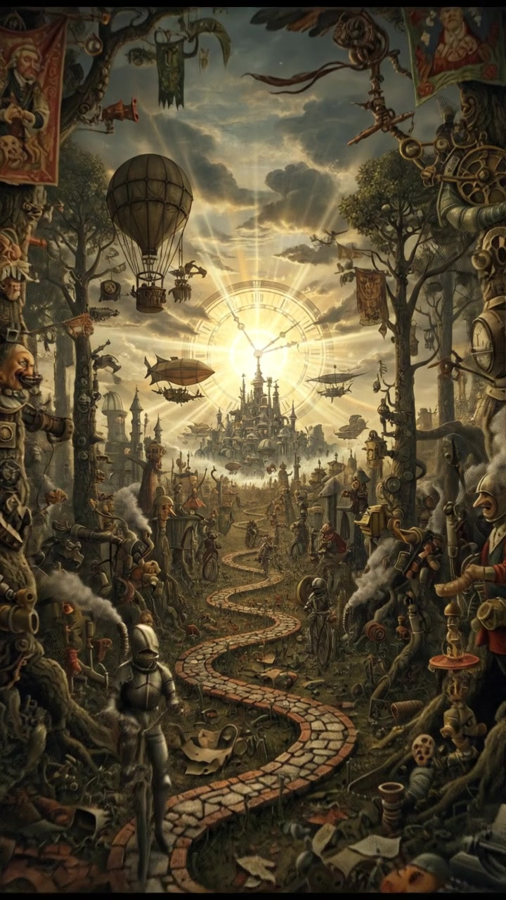 A path winding through a lush forest, symbolizing a journey toward a distant, bright horizon.