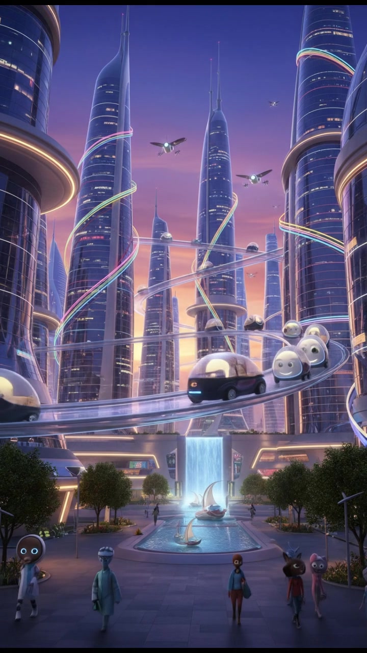 Lincoln in a Futuristic Metropolis