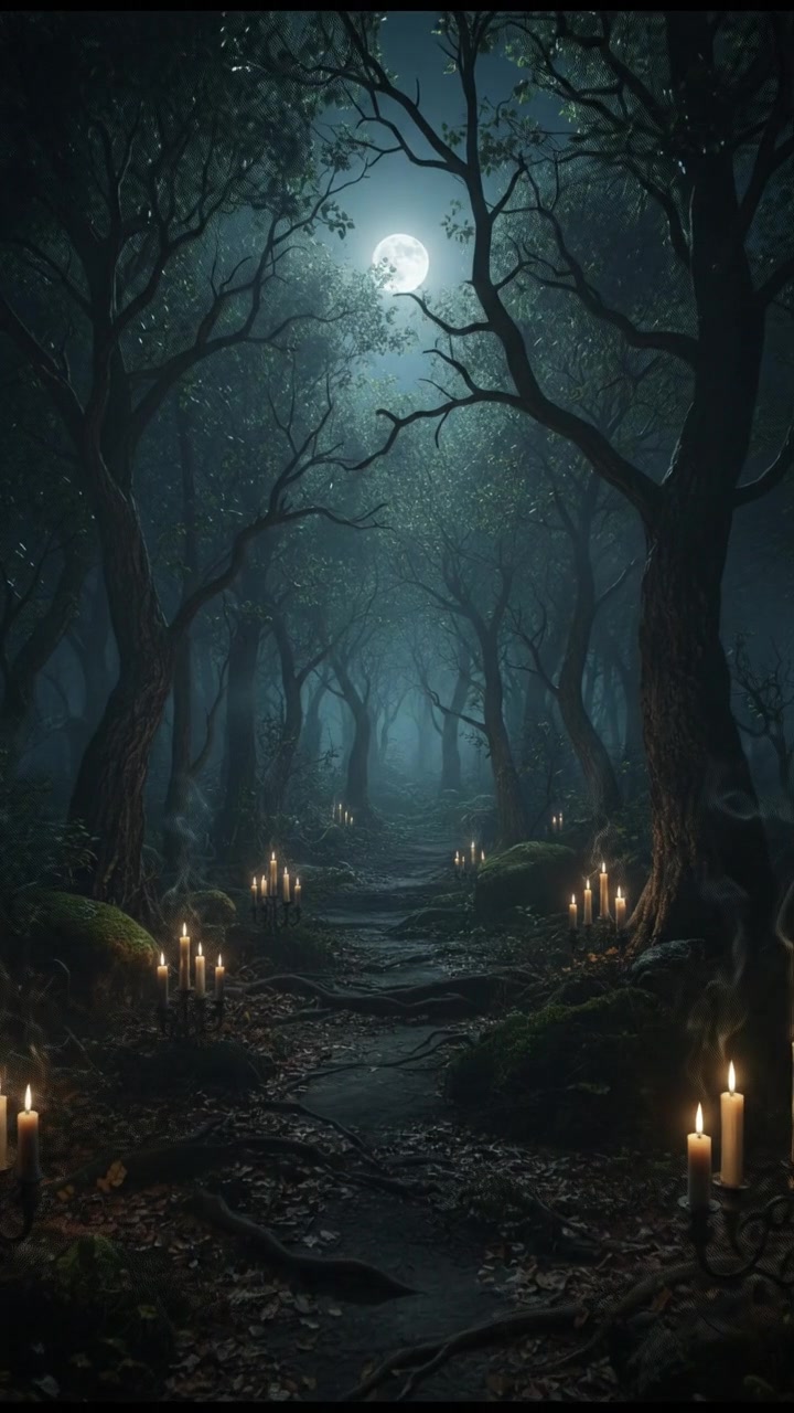 Hantu Bergaun Putih di Hutan Malam