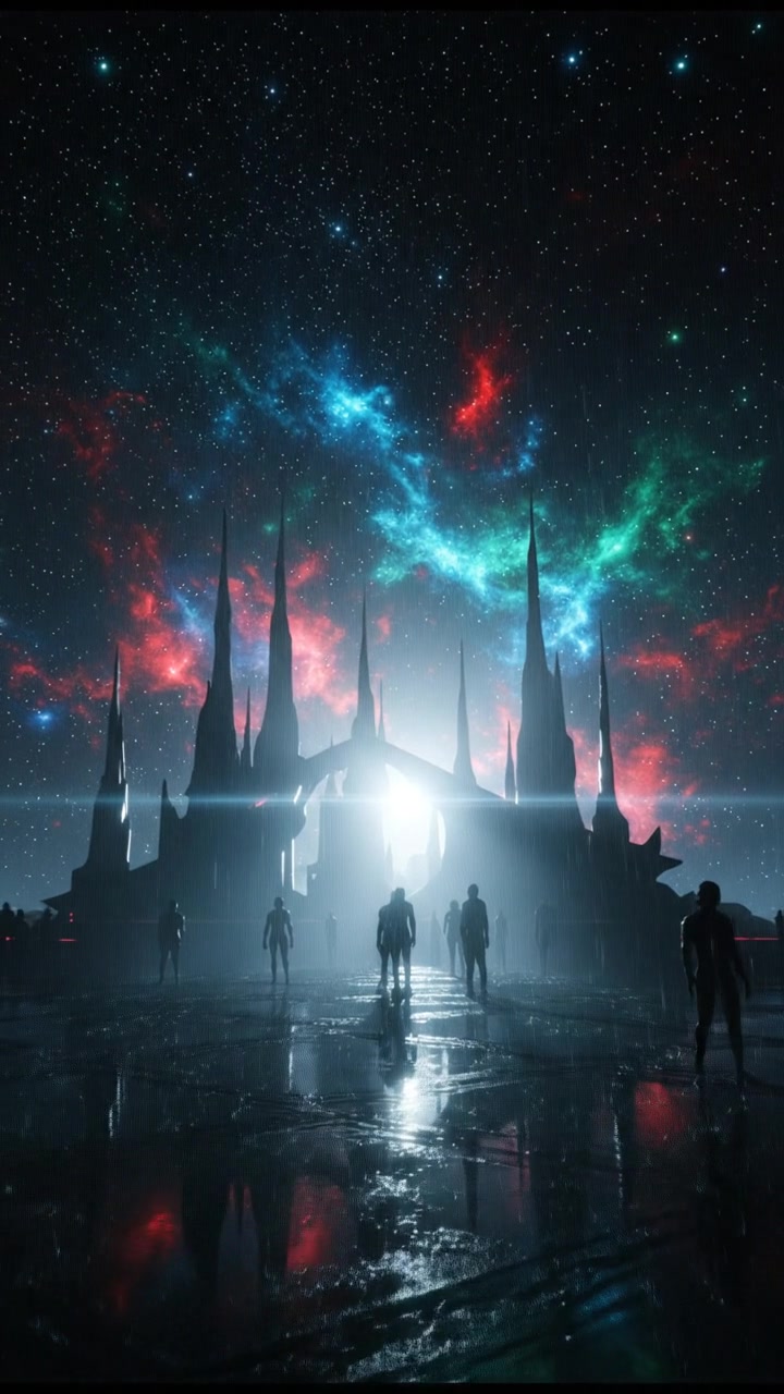 A vast, dark cosmos filled with twinkling stars and nebulas, revealing a sense of wonder.