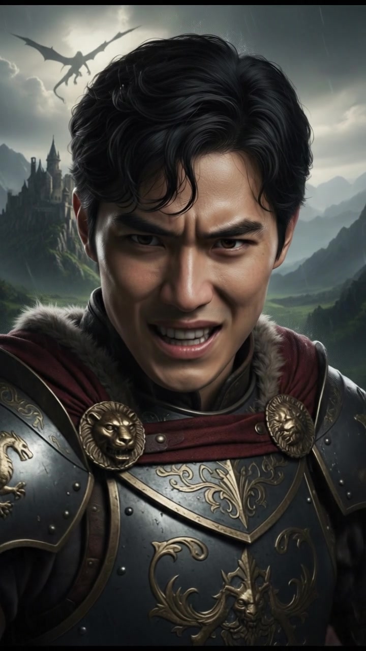 A close-up of Ken’s determined expression as he gazes forward.