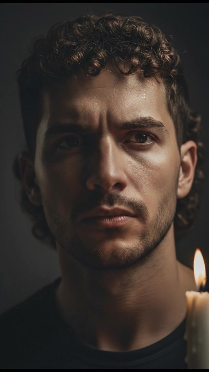 A close-up of Mateo’s face, showing determination and readiness.