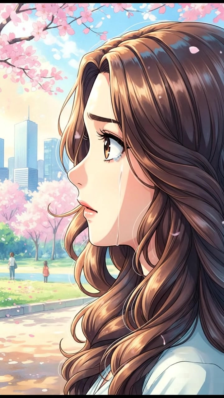 A close-up of Maya's face, tears welling in her eyes while she looks away.