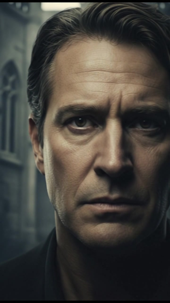 A close-up of Mark's thoughtful face, showing concern as he gazes at the manor.