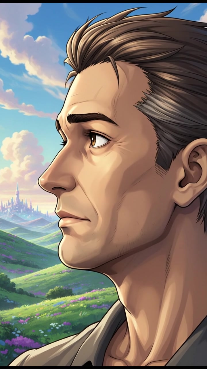 A close-up of Omar looking contemplative, with a slight frown as he gazes into the distance.