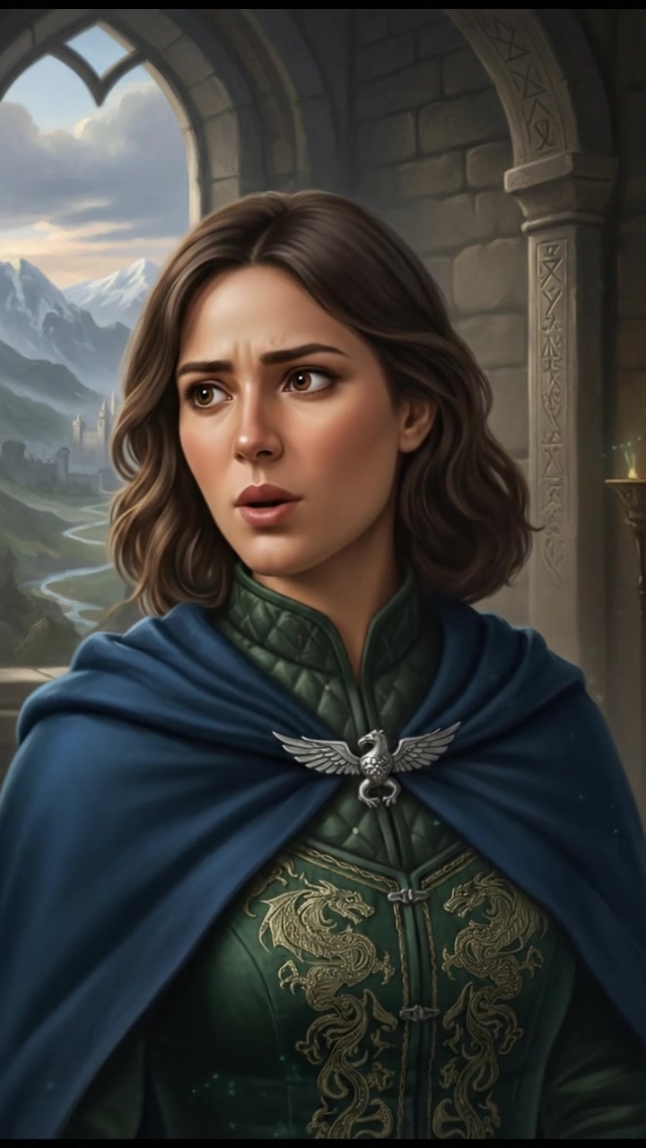 A close-up of Laila's face, showing her inquisitive expression as she asks.