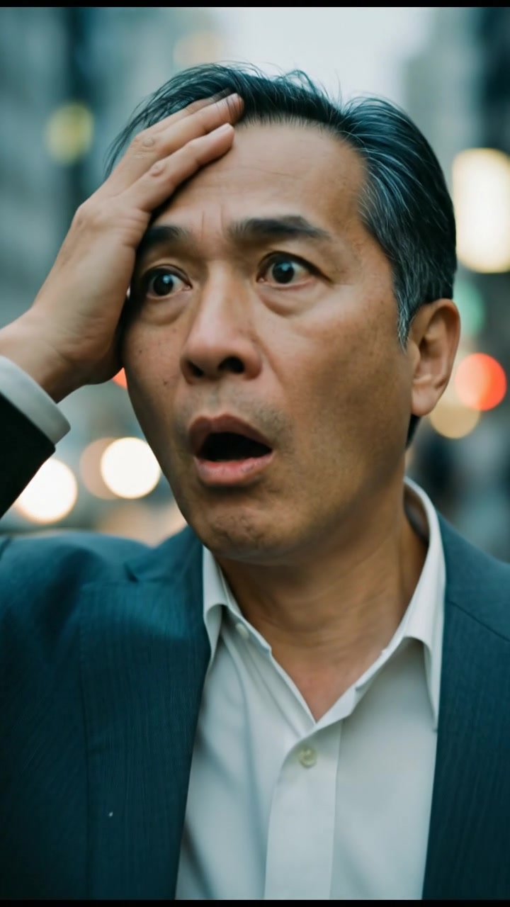 Hiro looks shocked and speechless, a hand on his forehead.