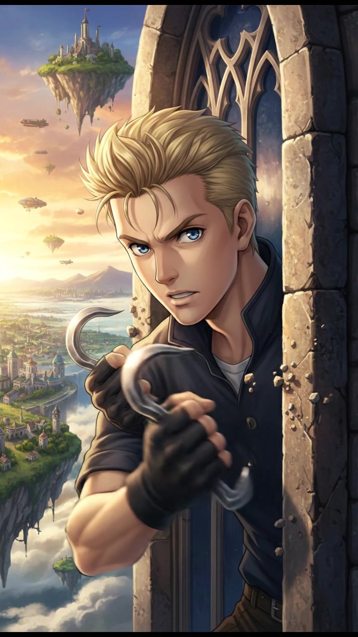 Close-up of Ryan's gloved hands gripping the titanium hooks as they latch onto the window edge.