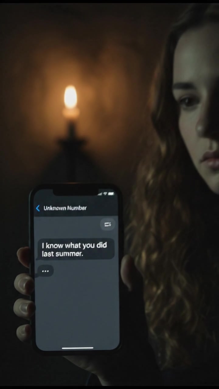 Close-up of Maya's phone screen, displaying a text message.