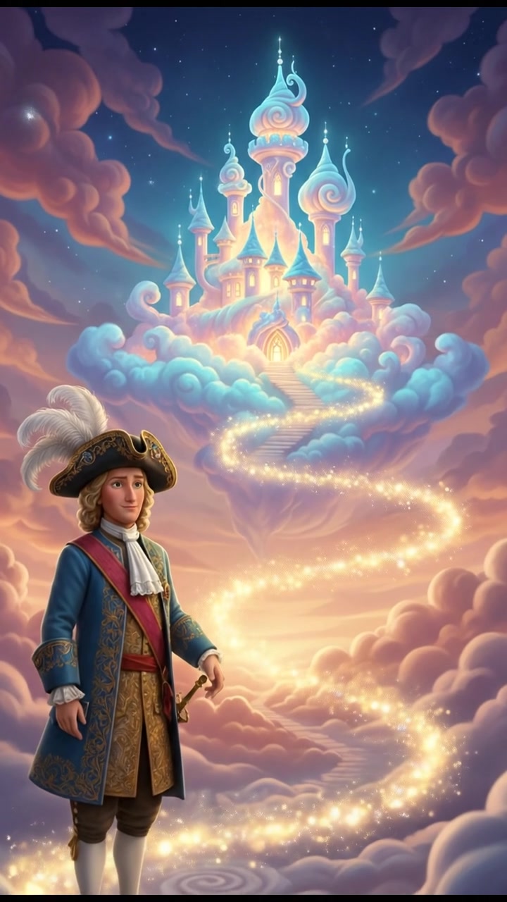 following a trail of fireflies that lead to a glowing dream castle in the clouds