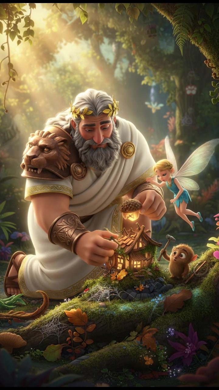 helping a tiny fairy or creature fix their home, gentle and caring moment