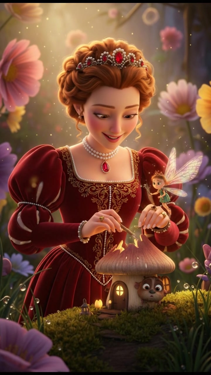 helping a tiny fairy or creature fix their home, gentle and caring moment