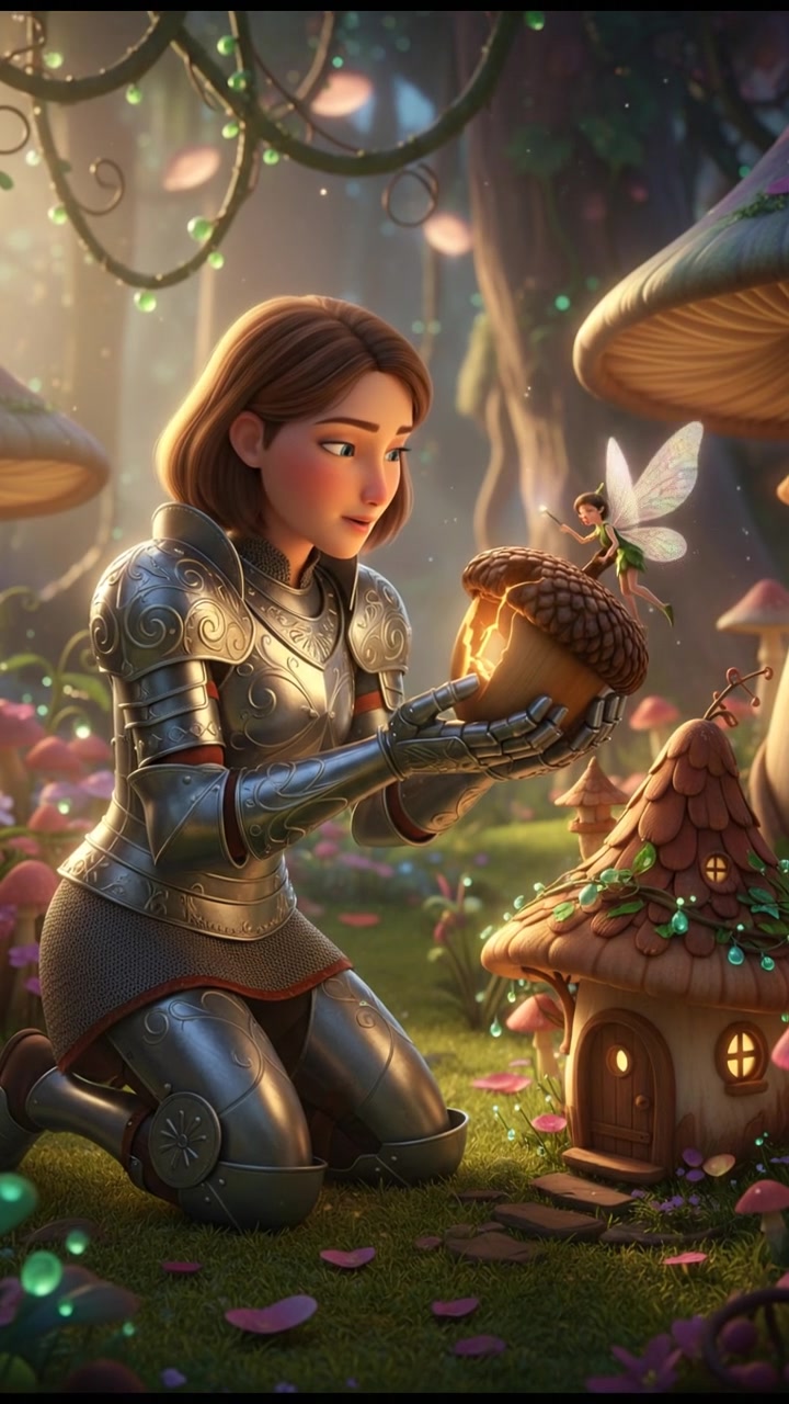 helping a tiny fairy or creature fix their home, gentle and caring moment