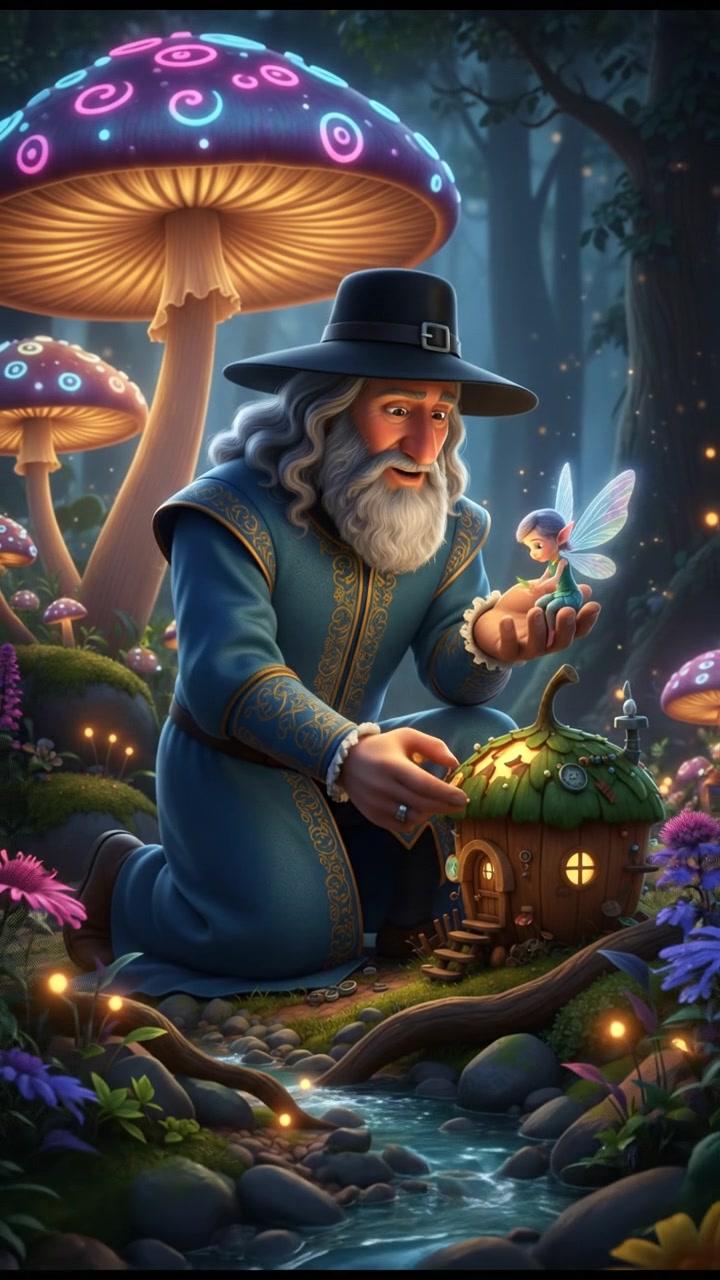 helping a tiny fairy or creature fix their home, gentle and caring moment