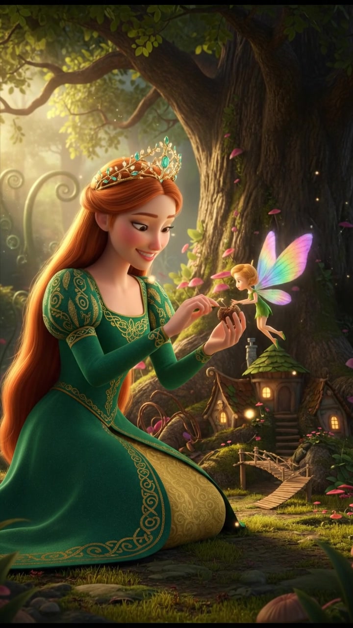 helping a tiny fairy or creature fix their home, gentle and caring moment