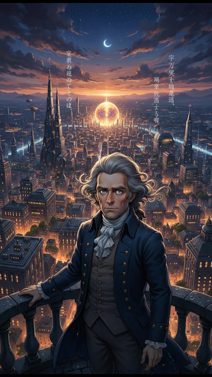 looking out over the city at dusk, realizing the responsibility that comes with their power