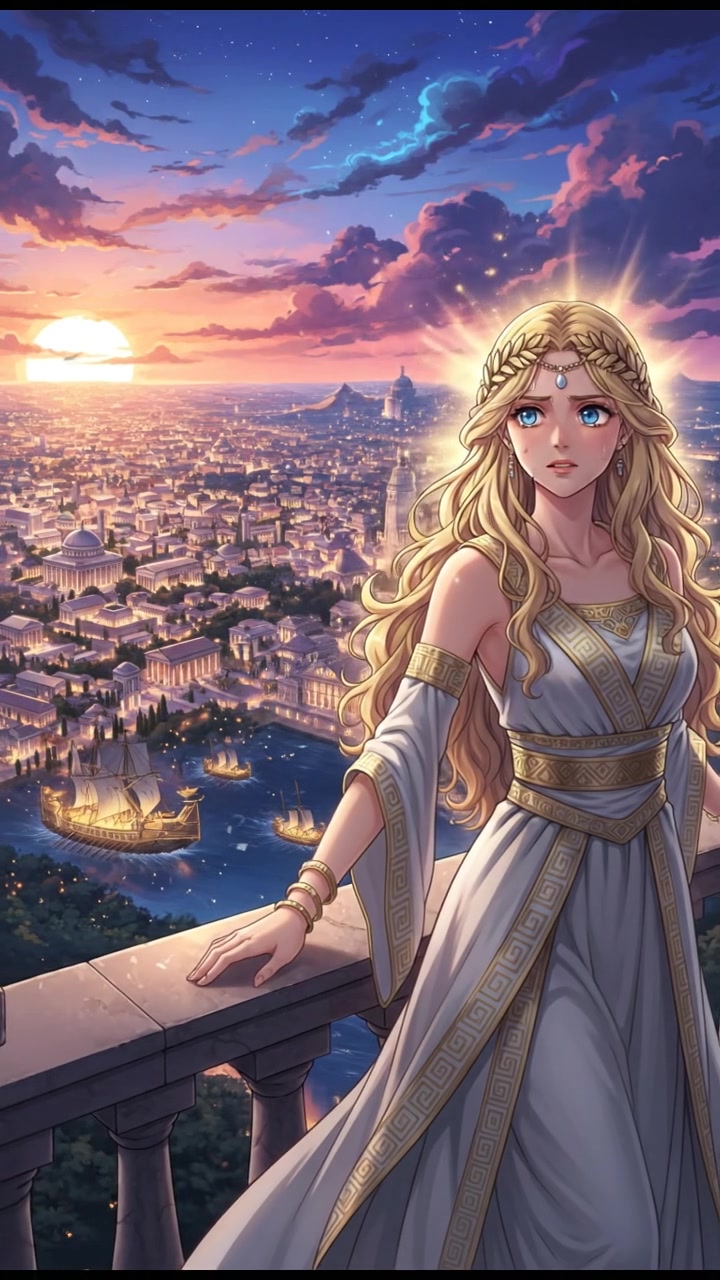 looking out over the city at dusk, realizing the responsibility that comes with their power