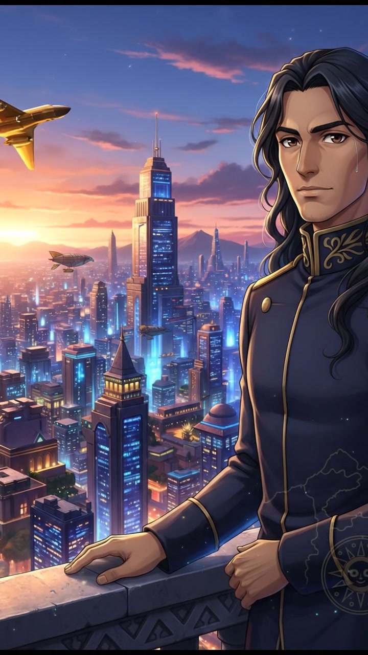 looking out over the city at dusk, realizing the responsibility that comes with their power