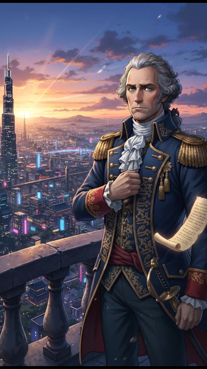 looking out over the city at dusk, realizing the responsibility that comes with their power