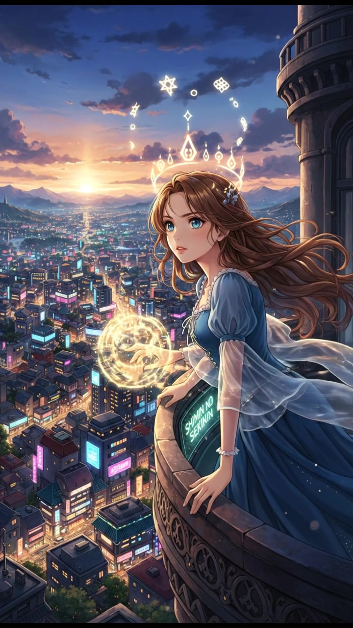 looking out over the city at dusk, realizing the responsibility that comes with their power