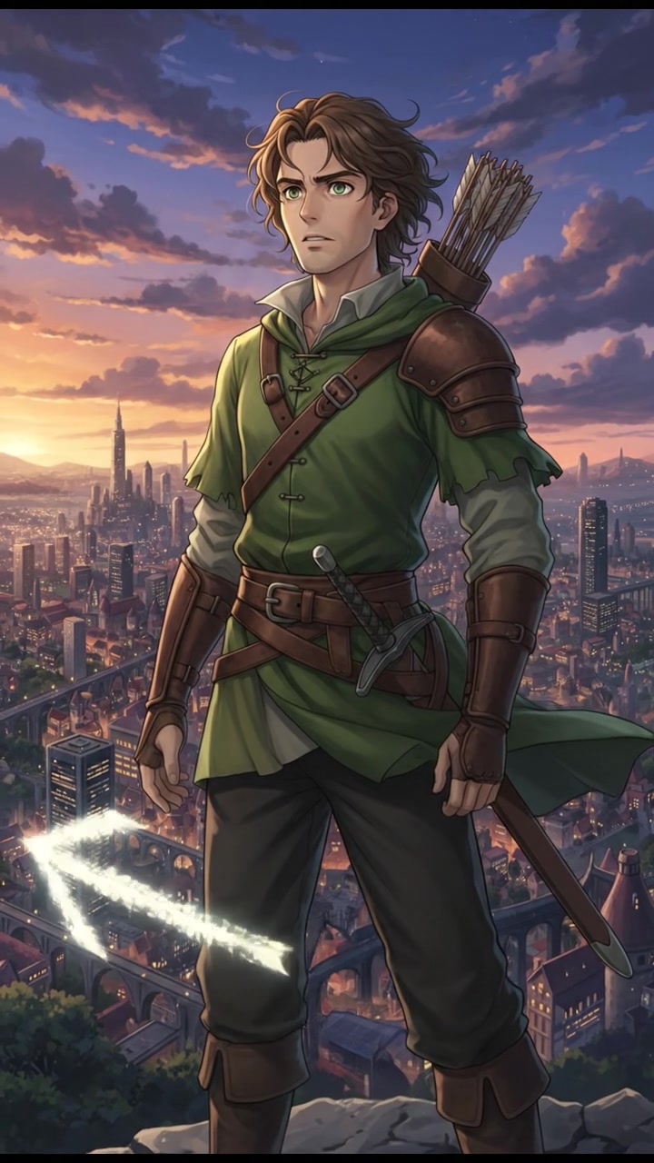 looking out over the city at dusk, realizing the responsibility that comes with their power