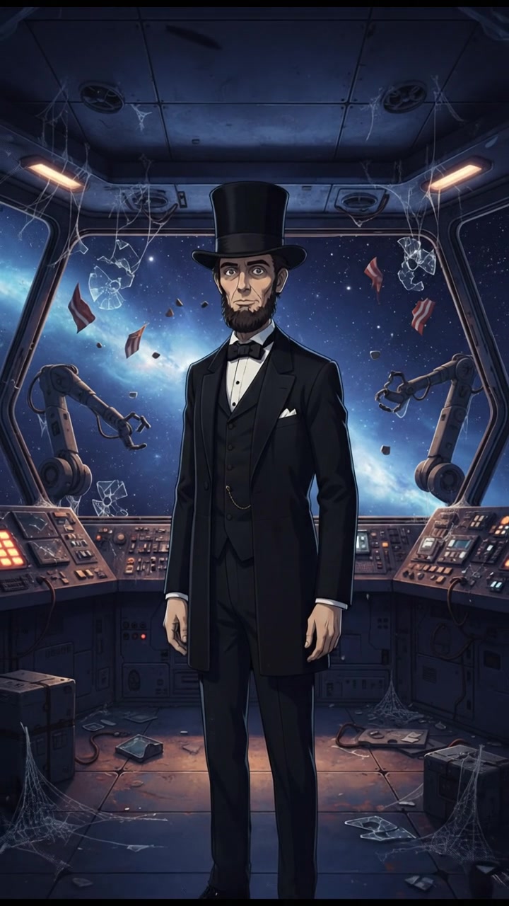 finding an abandoned space station with flickering lights and eerie silence