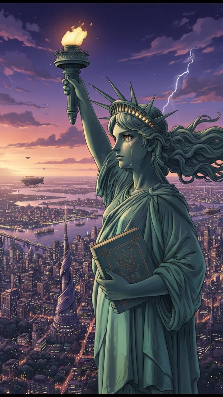 looking out over the city at dusk, realizing the responsibility that comes with their power