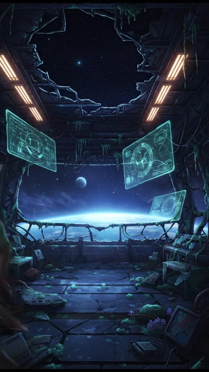 finding an abandoned space station with flickering lights and eerie silence