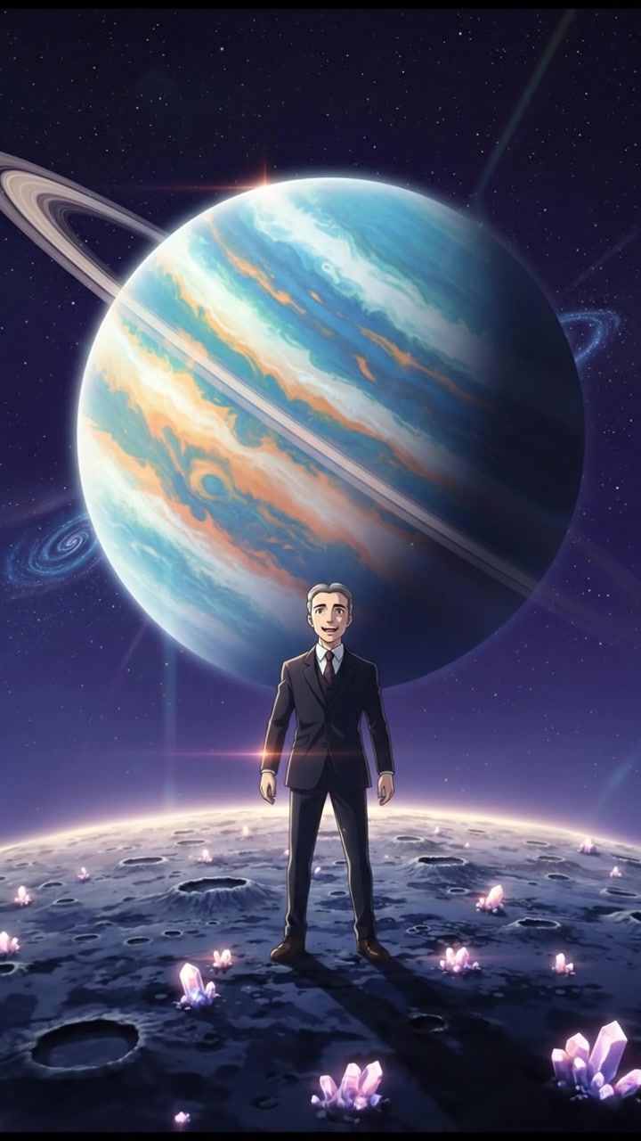 standing on the surface of a moon, watching a giant planet rise over the horizon