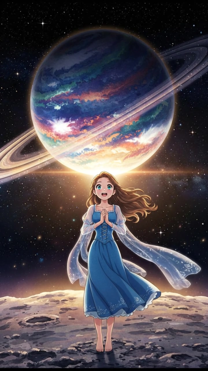 standing on the surface of a moon, watching a giant planet rise over the horizon