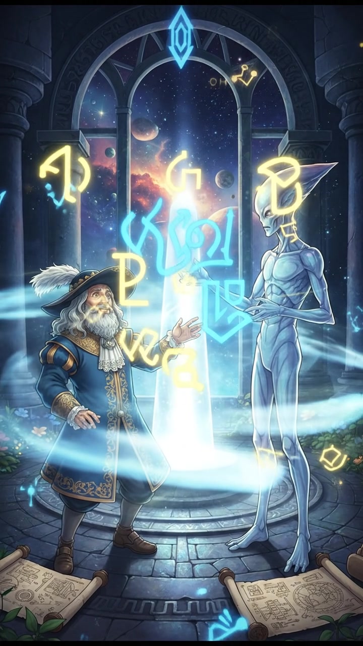 communicating with an alien civilization through glowing symbols and light