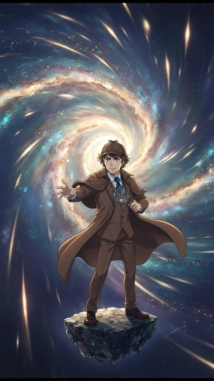 discovering a hidden portal or wormhole in space, light bending and stars warping around it