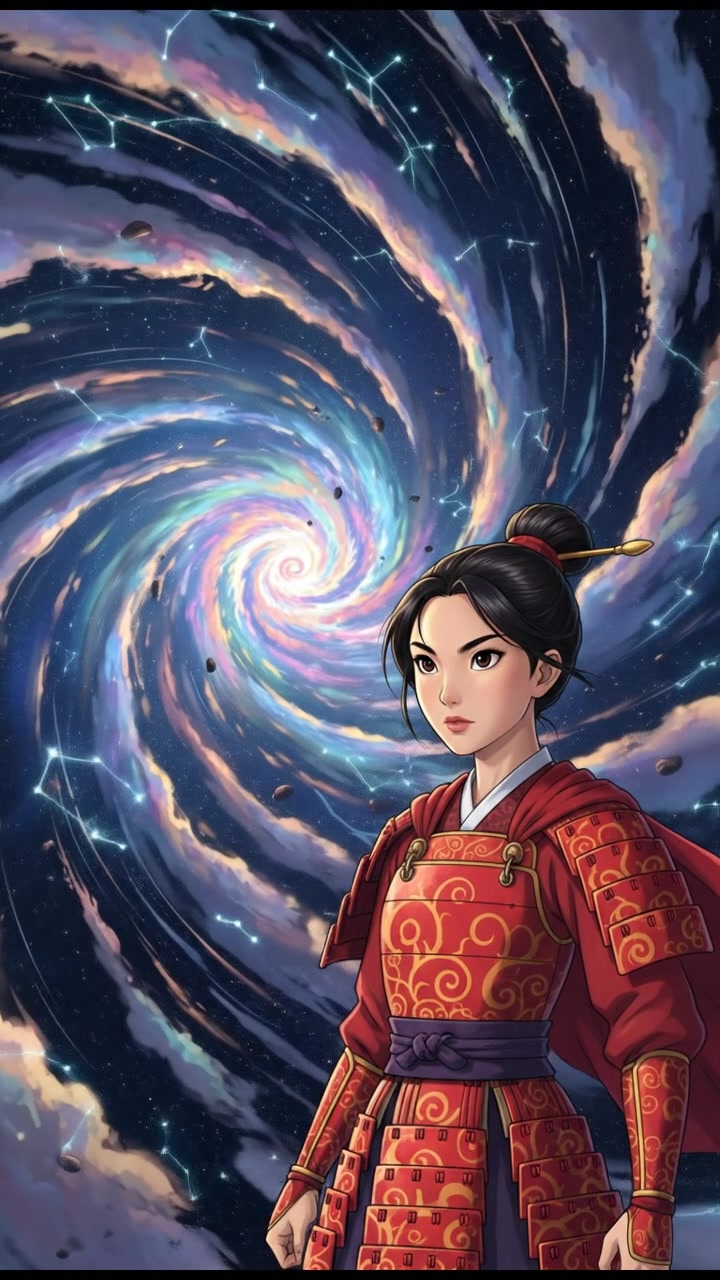 discovering a hidden portal or wormhole in space, light bending and stars warping around it