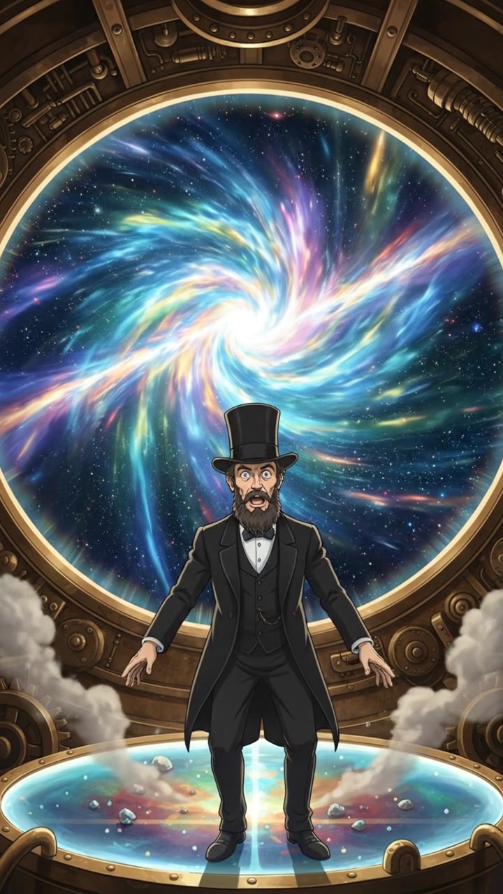 discovering a hidden portal or wormhole in space, light bending and stars warping around it