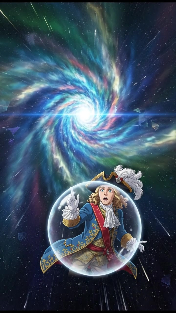 discovering a hidden portal or wormhole in space, light bending and stars warping around it