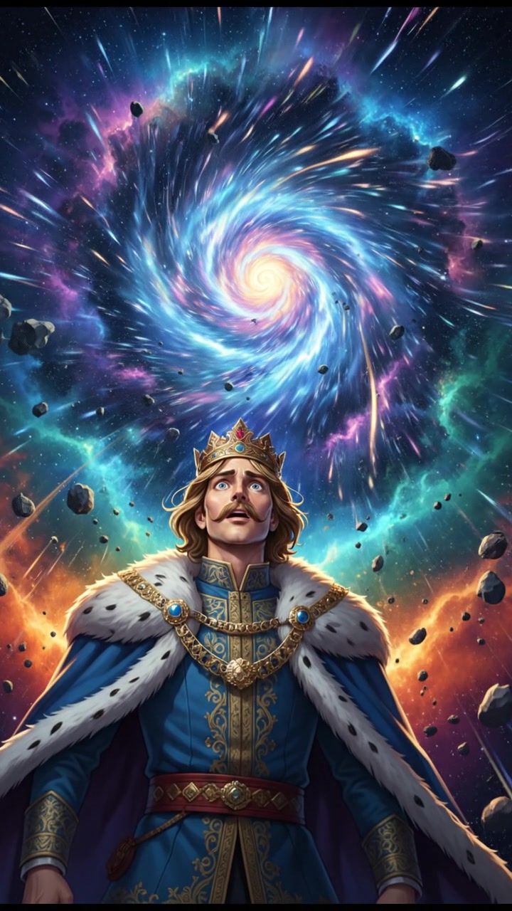 discovering a hidden portal or wormhole in space, light bending and stars warping around it