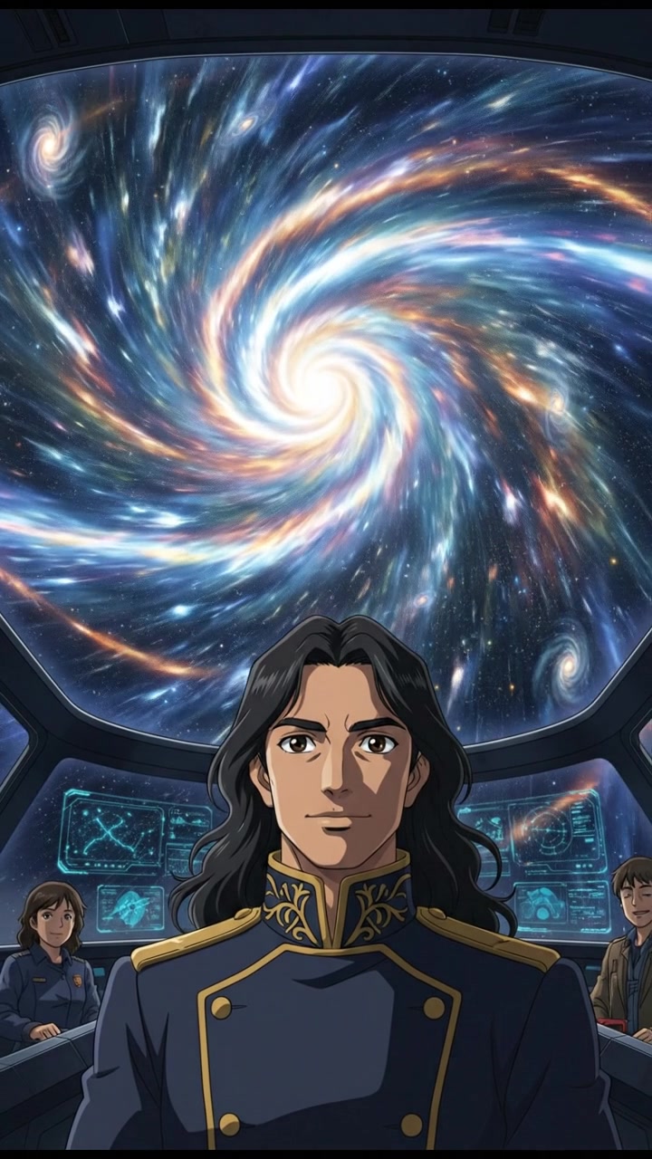 discovering a hidden portal or wormhole in space, light bending and stars warping around it