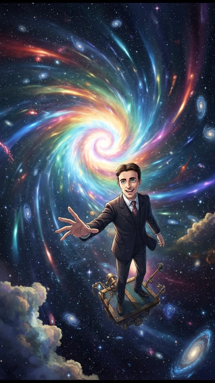 discovering a hidden portal or wormhole in space, light bending and stars warping around it