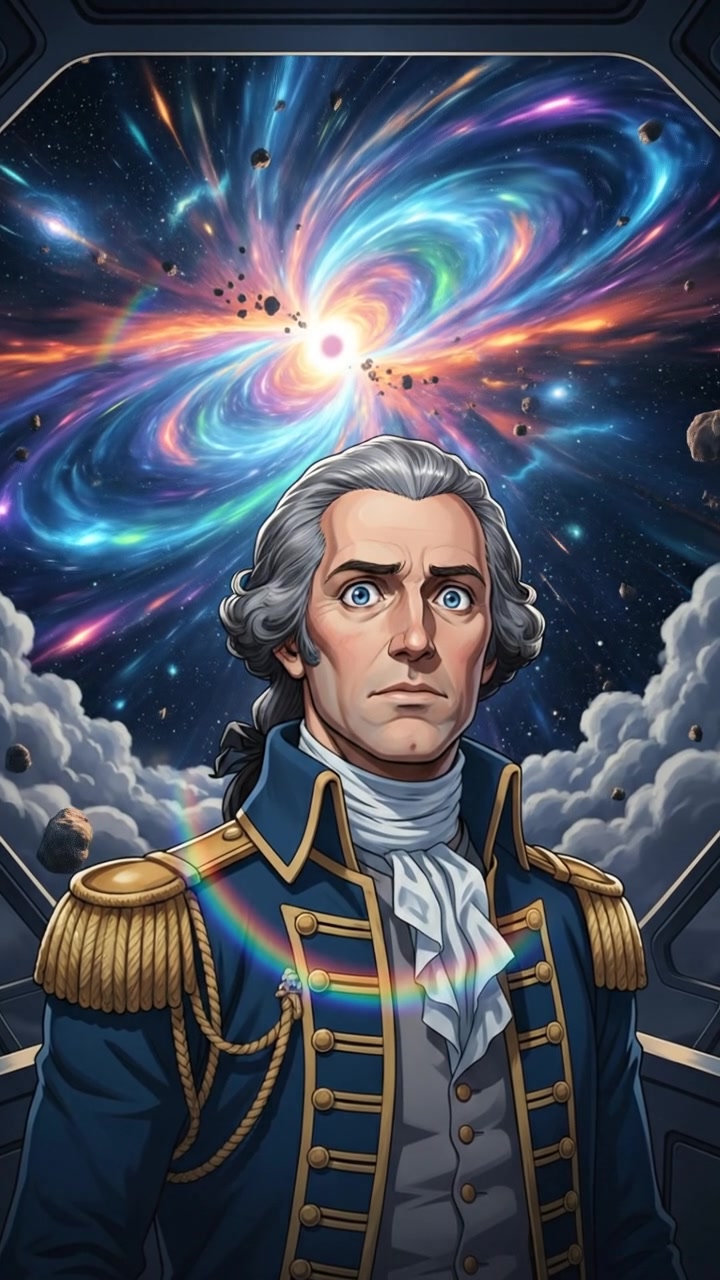 discovering a hidden portal or wormhole in space, light bending and stars warping around it