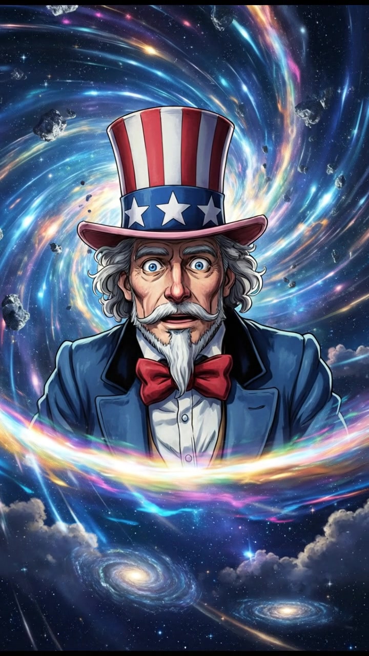 discovering a hidden portal or wormhole in space, light bending and stars warping around it