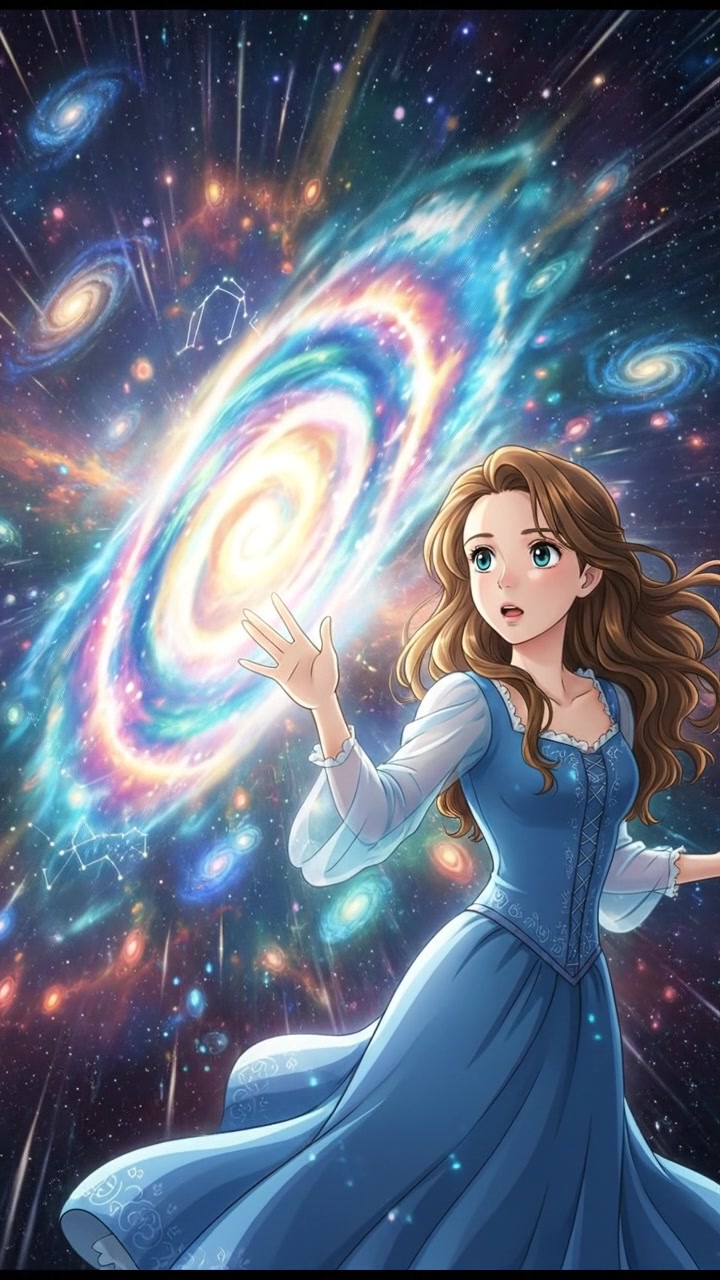 discovering a hidden portal or wormhole in space, light bending and stars warping around it