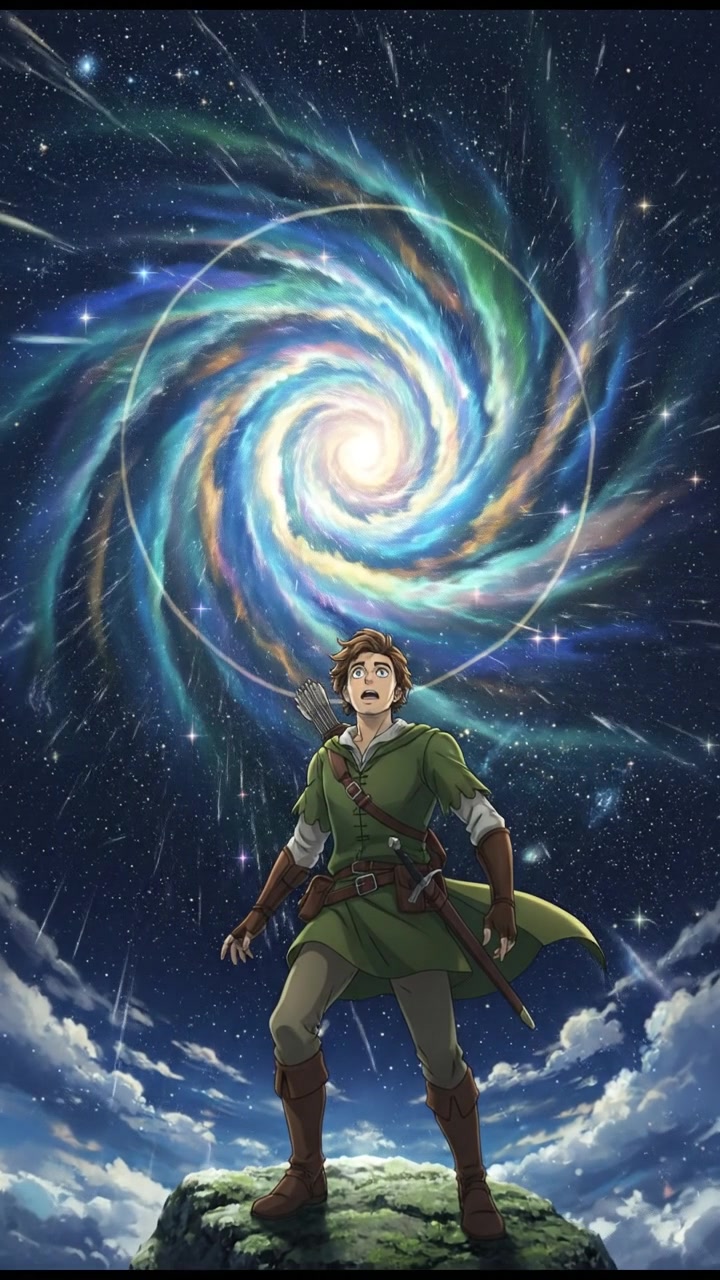 discovering a hidden portal or wormhole in space, light bending and stars warping around it