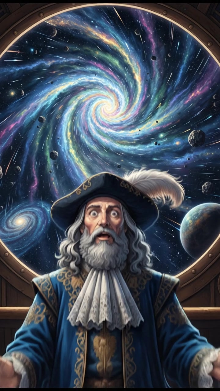 discovering a hidden portal or wormhole in space, light bending and stars warping around it