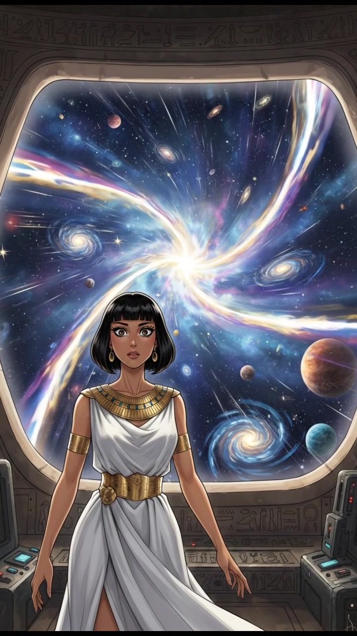 discovering a hidden portal or wormhole in space, light bending and stars warping around it