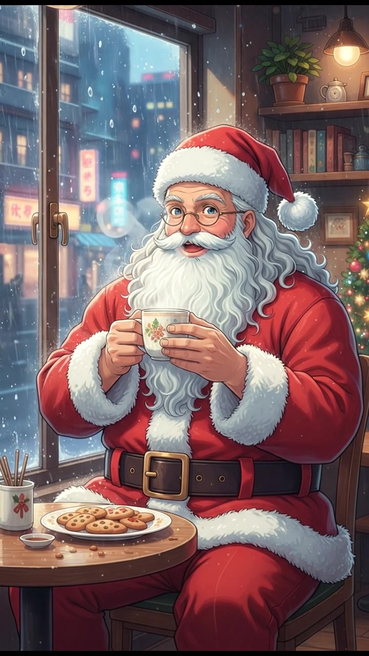 sitting in a cafe, rain falling outside